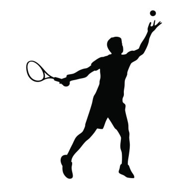 Tenis vektörü çizimi oynayan oyuncunun silueti