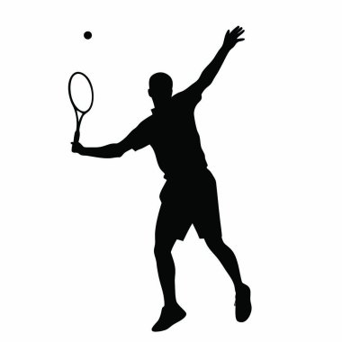 Beyaz arkaplan vektöründe siyah tenis silueti