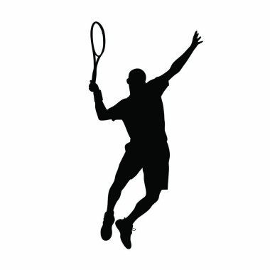 Tenisçi silueti. Vektör illüstrasyonu