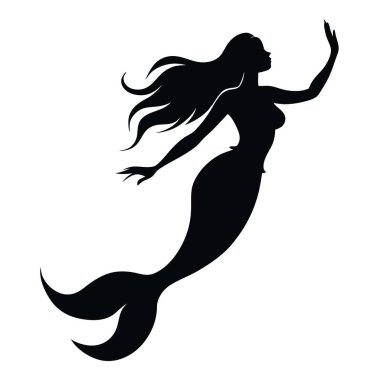 Siyah giysili denizkızı silueti