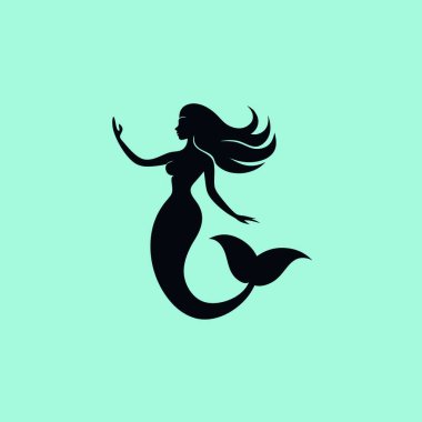 Beyaz arkaplanda bir denizkızının vektör silueti