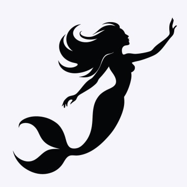 Güzel bir denizkızı silueti. vektör illüstrasyonu