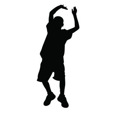 Bir basketbol oyuncusunun silueti. Basketbol. Vektör çizimi. beyaz üzerine izole.