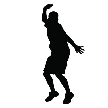 Bir basketbol oyuncusu silüeti. Vektör çizim