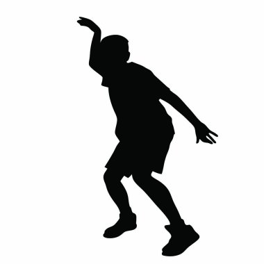 Basketbol oynayan bir adamın siyah vektör silueti