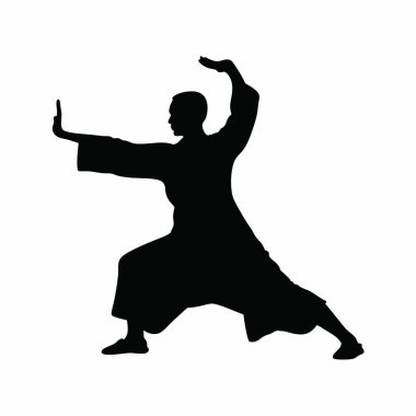 Karateci silueti, siyah beyaz