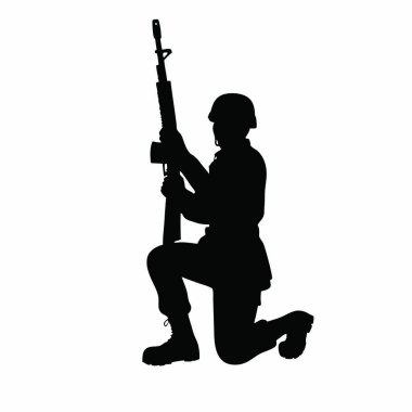 Vektör asker silueti. beyaz üzerine izole.