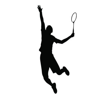 Tenis oynayan oyuncunun silueti izole edilmiş beyaz arkaplan.