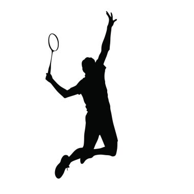 Tenis silueti, tenis oynayan adam, vektör illüstrasyonu