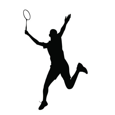 Erkek tenisçi silueti. Vektör çizimi. beyaz üzerine izole.