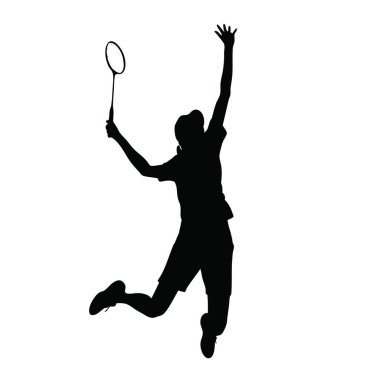 Tenis oynayan bir oyuncunun silüeti. beyaz arkaplanda izole