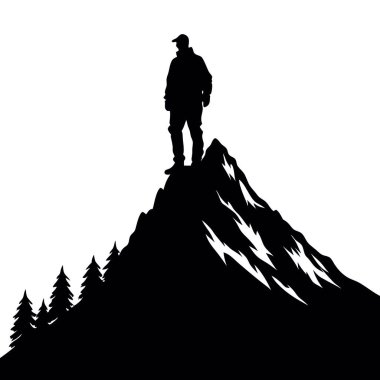 Sırt çantalı siyah şapkalı bir adamın vektör çizimi.