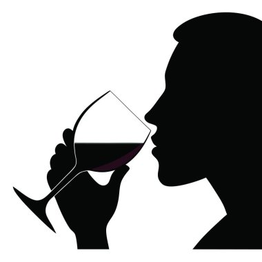 Kadın şarap silueti