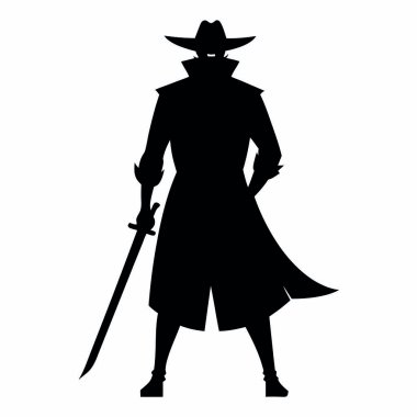 Silahlı bir kovboyun silueti.