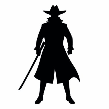 Beyaz arka planda kovboy siluetinin vektör çizimi.