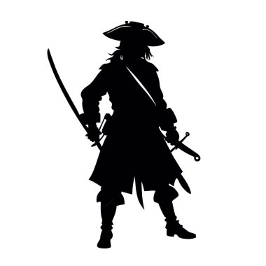 Samurayın vektör silueti iş başında.