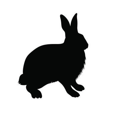 Tavşan silueti. siyah ve beyaz vektör çizimi