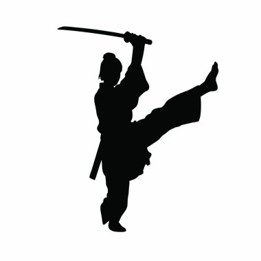 Karate dövüşçüsü silueti beyaz arka planda izole edildi