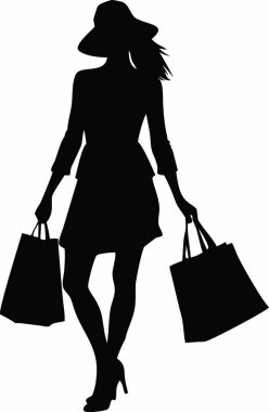 Kadın silueti çanta taşıyor.