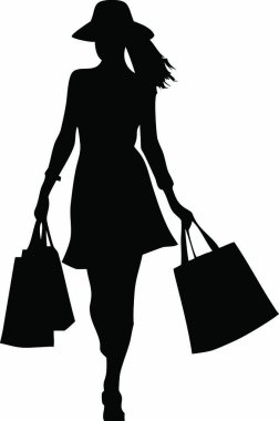 Kadın alışverişinin silueti.