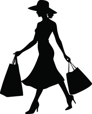 Alışveriş çantalı siluet kadın.