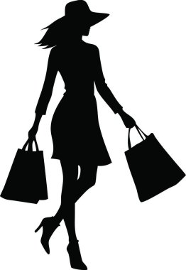 Bir çanta bir kızla silüeti