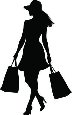 Kadın alışverişinin silueti.