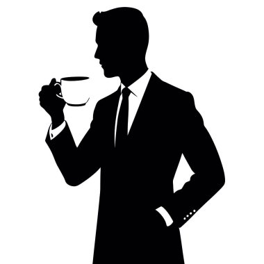 Beyaz arka plan üzerinde işadamı siluet vektör