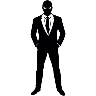 Siyah maskeli ve güneş gözlüklü iş adamı, vektör, illüstrasyon