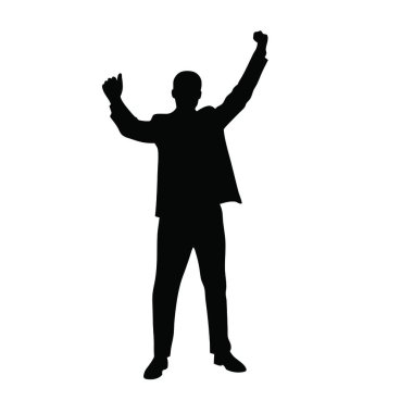 Yükseltilmiş simgesi olan adam, basit vektör illüstrasyonu
