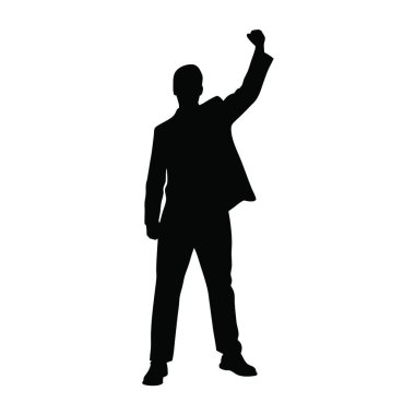 Arka planda kolları havada bir adamın silueti..