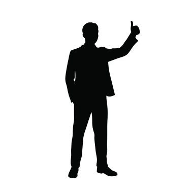 Parmağını kaldırmış iş adamının silueti..