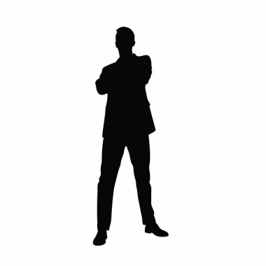 Beyaz arka planda telefonu olan iş adamı silueti