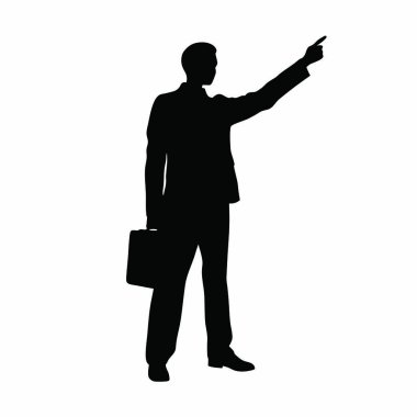 İşadamının silueti ve bir işaret. vektör illüstrasyonu.