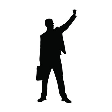 Elleri havada iş adamının silueti.