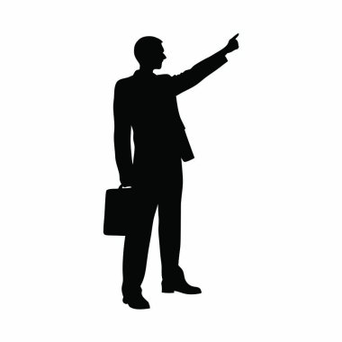 Evrak çantası silueti olan iş adamı.