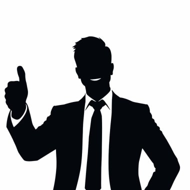 Bir iş adamı silueti hafifçe gülümseyerek güvenle ayakta duruyor (17)