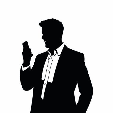 Bir iş adamı silueti bir telefon tutuyor ve tek eliyle hareket ediyor sanki canlı canlı konuşuyor gibi (19)