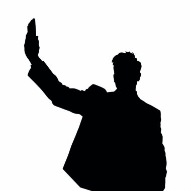 Bir iş adamı silueti bir telefon tutuyor ve tek eliyle hareket ediyor sanki canlı bir şekilde konuşuyor gibi (18)