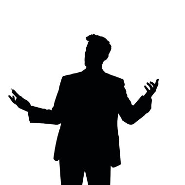 Bir iş adamı silueti bir telefon tutuyor ve tek eliyle hareket ediyor sanki canlı canlı konuşuyor gibi (27))