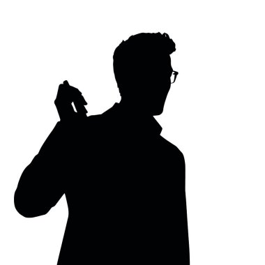 Bir iş adamı silueti bir telefon tutuyor ve tek eliyle hareket ediyor sanki canlı canlı konuşuyor gibi (29)