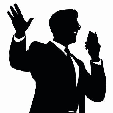 Bir iş adamı silueti bir telefon tutuyor ve tek eliyle hareket ediyor sanki canlı canlı konuşuyor gibi (9))