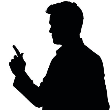 Bir el hareketi ile beyaz tahtayı gösteren bir işadamı silueti ve bir el işareti (8))