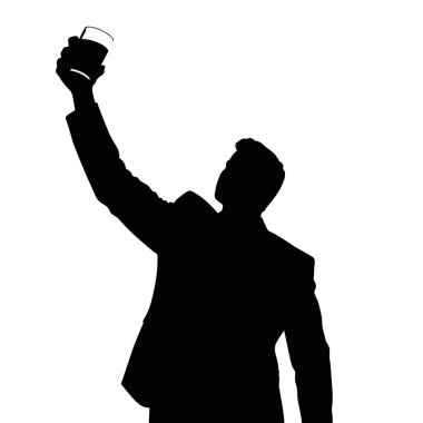 Bir iş adamı silueti kadeh kaldırıyor, sanki bir iş başarısını kutluyor gibi (11))