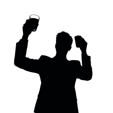 Bir iş adamı silueti kadehini kaldırıyor, sanki bir iş başarısını kutluyor gibi (13))