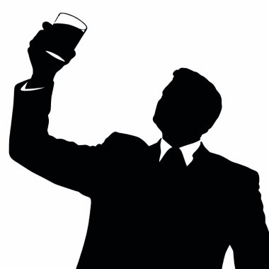 Bir iş adamı silueti kadehini kaldırıyor, sanki bir iş başarısını kutluyor gibi (15))