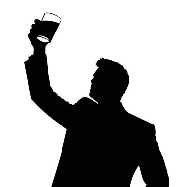 Bir iş adamı silueti kadehini kaldırıyor, sanki bir iş başarısını kutluyor gibi (17)