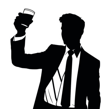 Bir iş adamı silueti kadehini kaldırıyor, sanki bir iş başarısını kutluyor gibi (22))