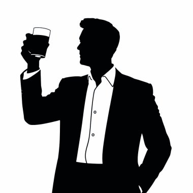 Bir iş adamı silueti kadeh kaldırıyor, sanki bir iş başarısını kutluyor gibi (24)