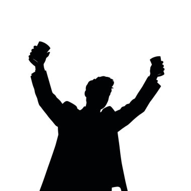 Bir iş adamı silueti kadeh kaldırıyor, sanki bir iş başarısını kutluyor gibi (26)